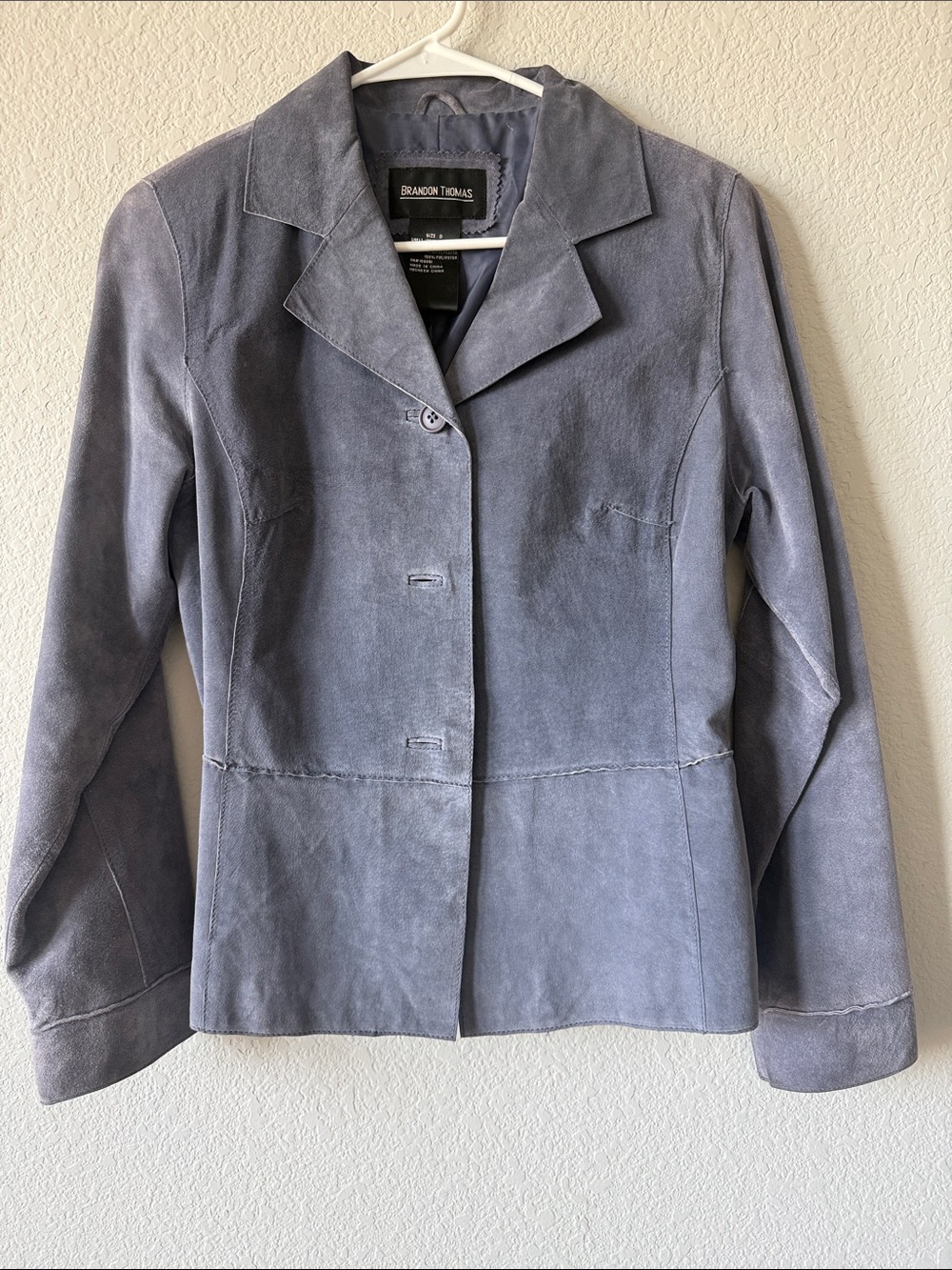 Brandon Thomas Light Gray Suede Tailored Blazer